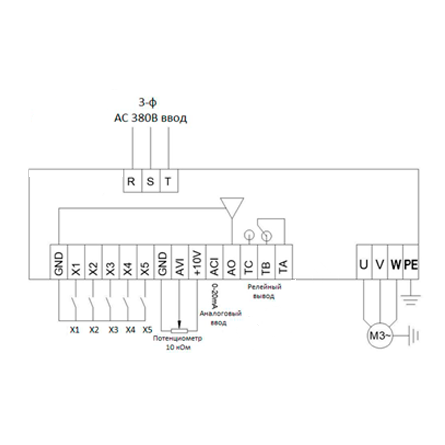 схема подключения преобразователя 380ВDrive-320-1,5kW-380V